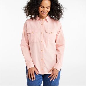 L.L. Bean Women's Ivory Cream Cotton button up Shirt size Medium R 100% cotton